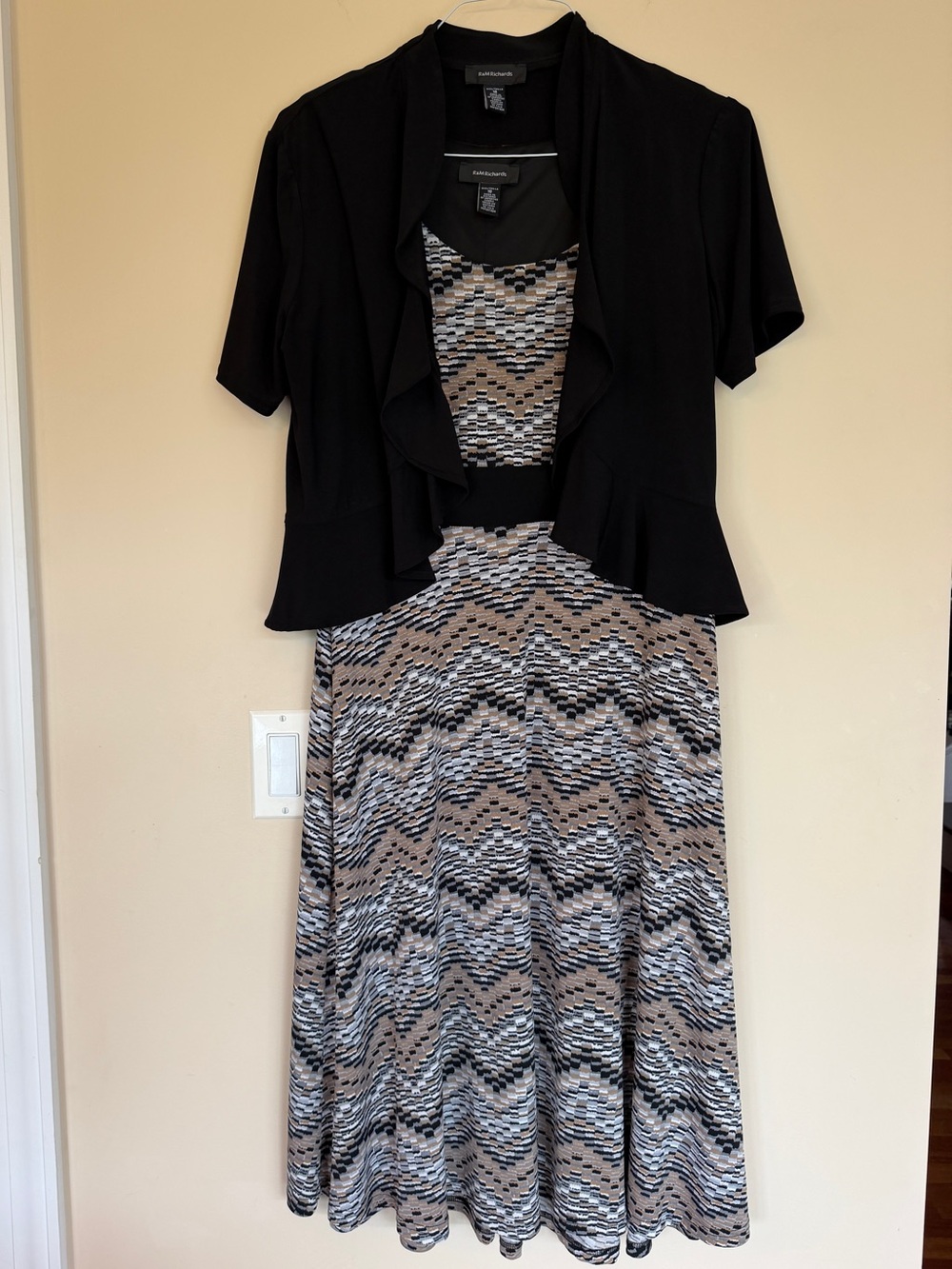 R&M Richards Chevron Sleeveless Dress and Jacket Set